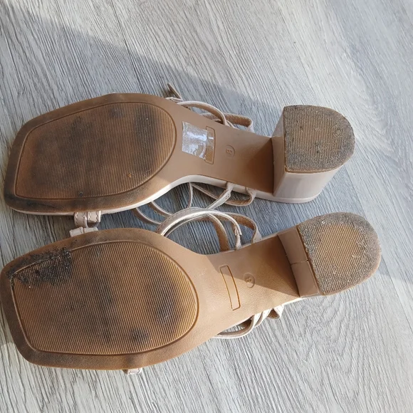 Cream Strappy Block Heel Sandals, Size 8 - Picture 8 of 14